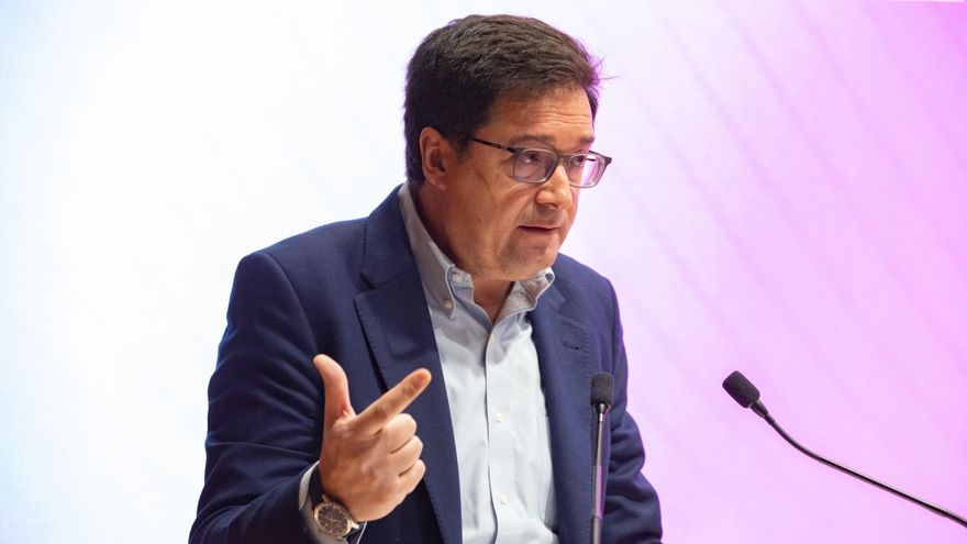 El ministro para la Transformación Digital y de la Función Pública, Óscar López, durante el acto ‘Igualdad Digital Ya’, en la sede del Ministerio para la Transformación Digital y de la Función Pública, a 5 de marzo de 2026, en Madrid (España). El acto ha