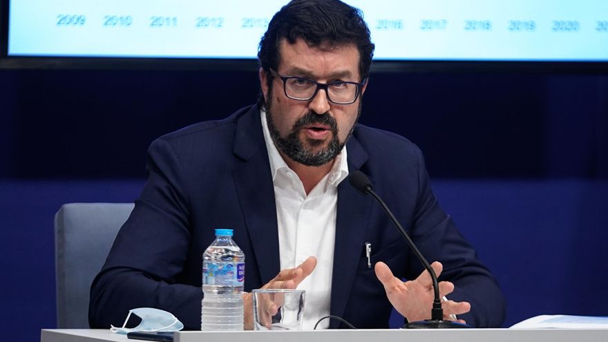 El secretario de Estado de Empleo y Economía Social, Joaquín Pérez Rey, durante la presentación de los datos de paro registrado