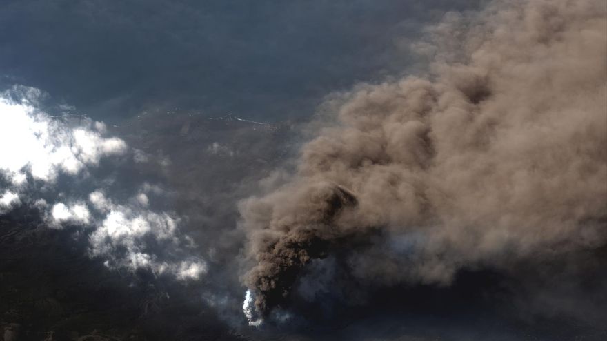 Vista del volcán de La Palma desde un satélite