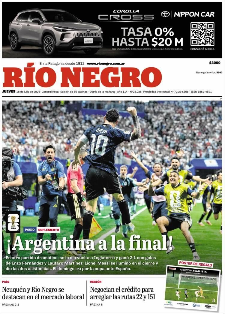 Hermosa mañana, ¿verdad? La Selección Argentina lo hizo otra vez: las tapas de los diarios se rinden ante la Scaloneta finalista