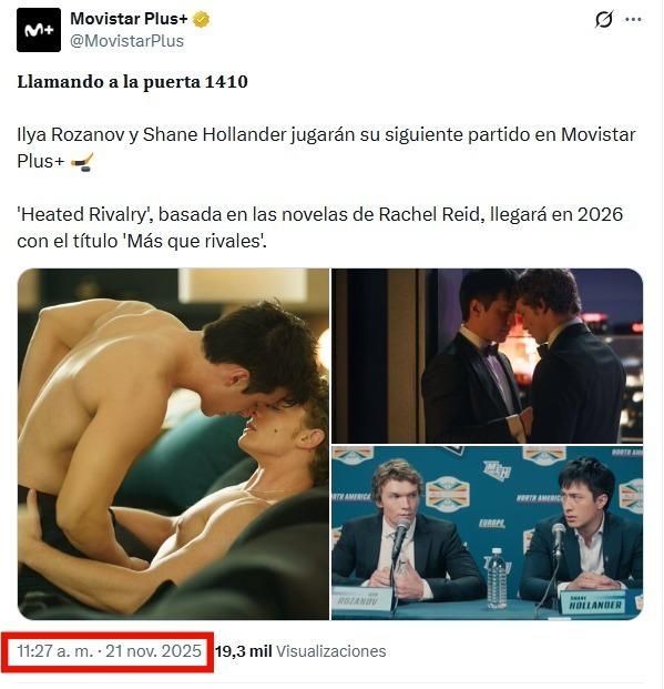 Anuncio de la llegada a España de 'Heated Rivalry'