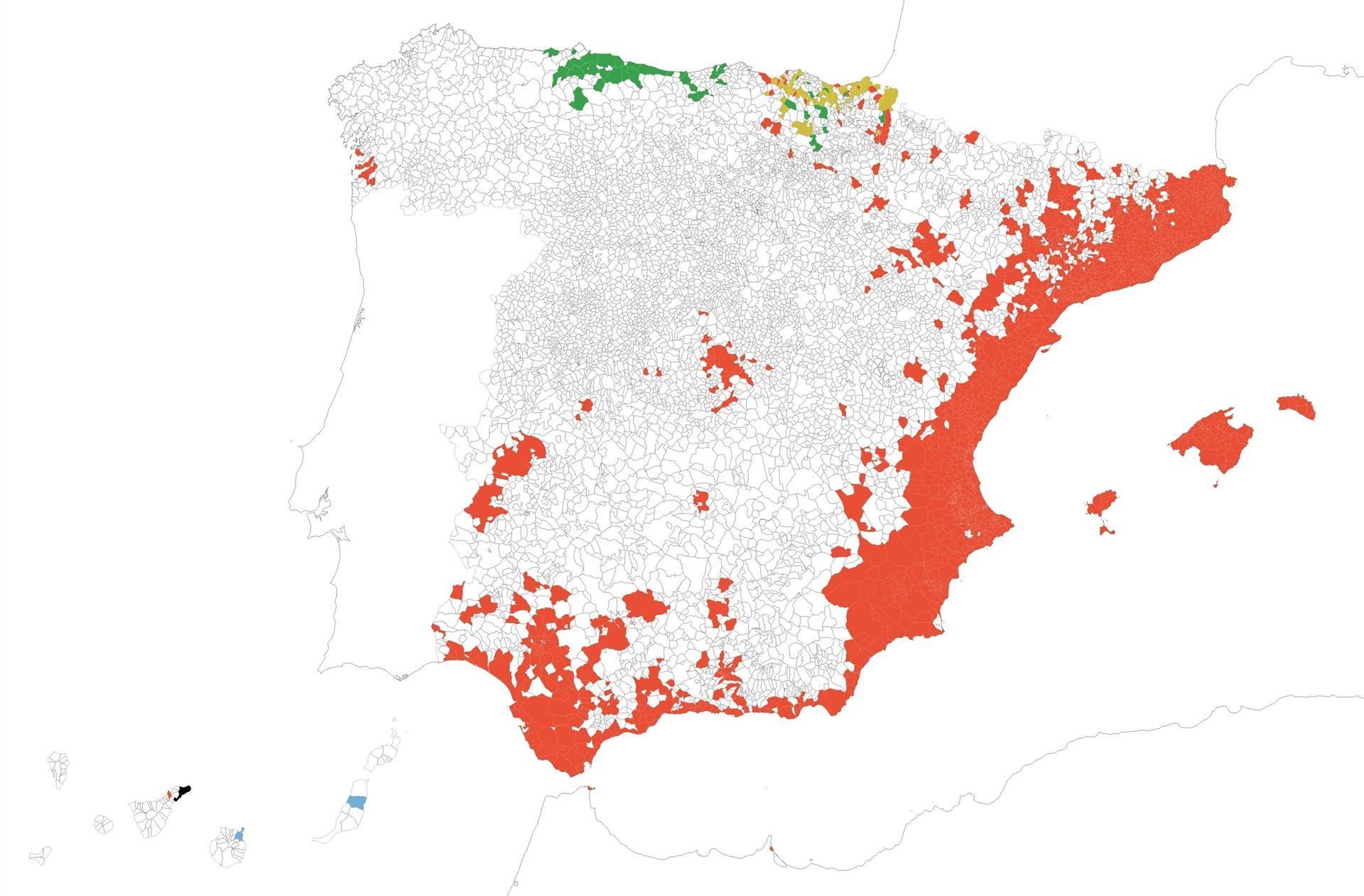 Mapa de la presencia de mosquito invasor en España.