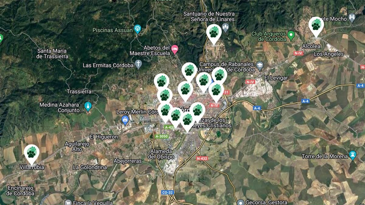 Mapa de los parques caninos de Córdoba | SADECO