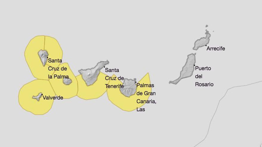 Mapa de la Aemet de los avisos de riesgo por fenómenos costeros.