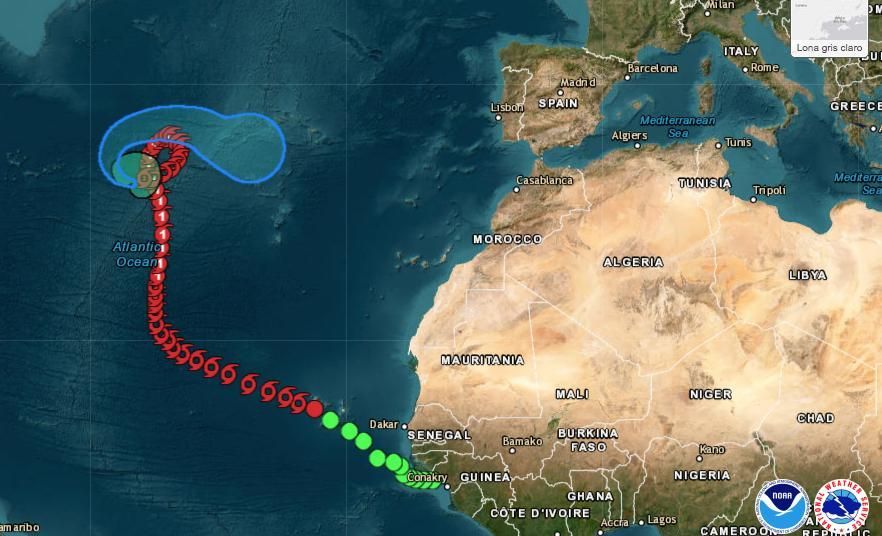 Trayectoria de Margot desde su nacimiento hasta este domingo