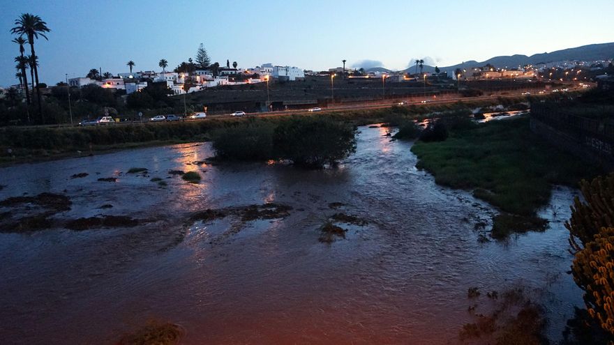 Barranco Real de Telde (Gran Canaria), tras las intensas lluvias de este martes.