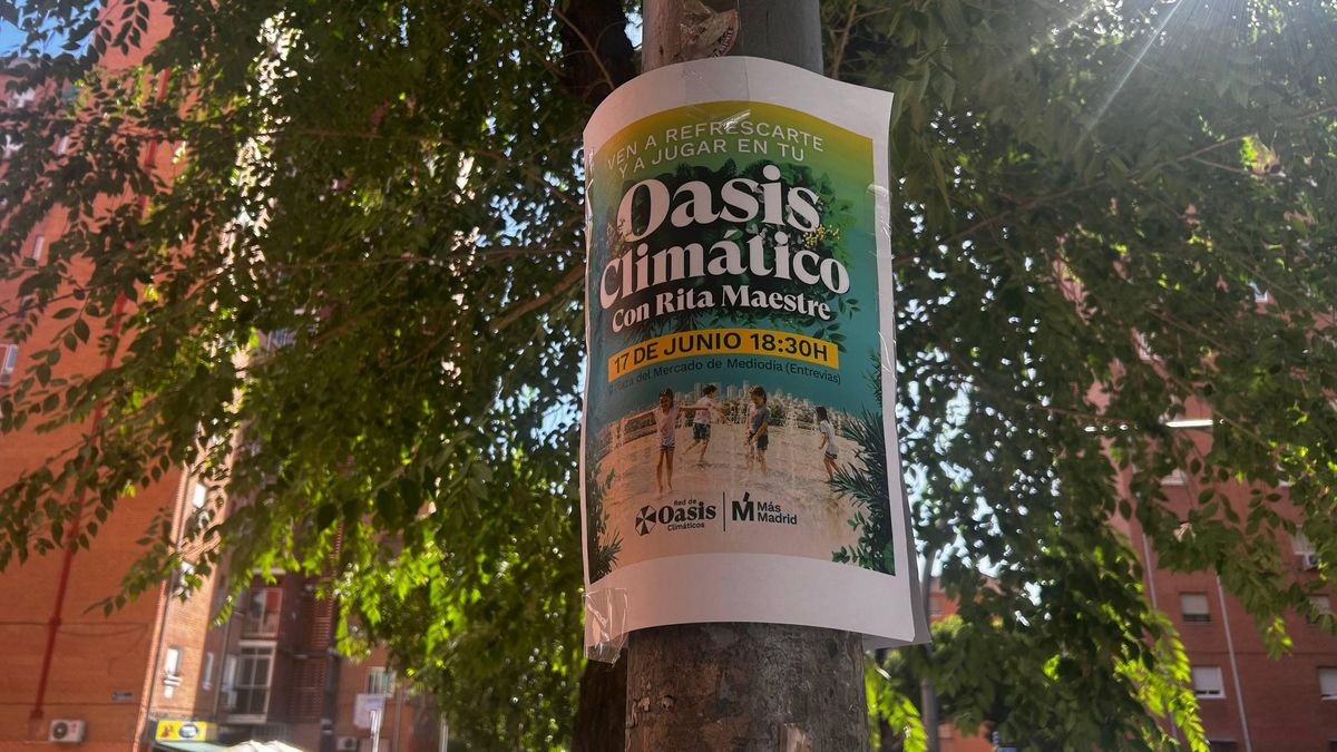 Uno de los carteles en los que la formación anunciaba el evento de presentación de la red de oasis climáticos en Entrevías