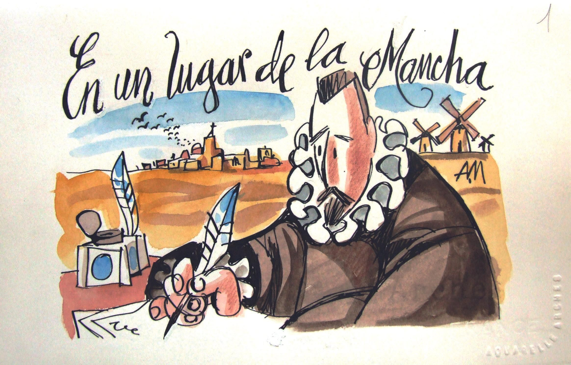 Postal 'En algún lugar de la Mancha'