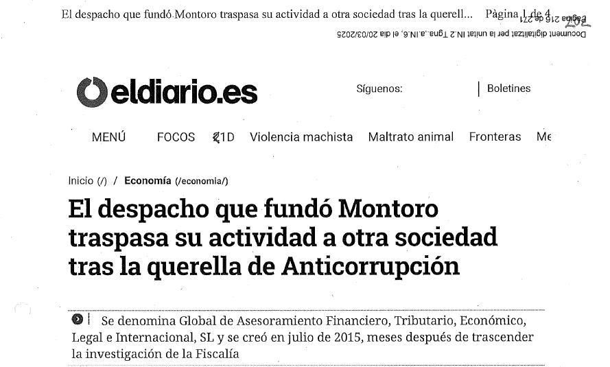 Captura de una informació de elDiario.es que aparece en el sumario