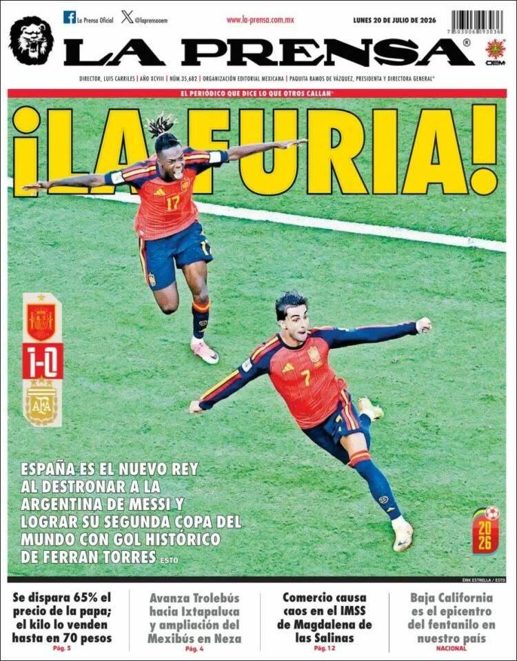 Las lágrimas de Messi y el título de España, en las tapas de los diarios del mundo