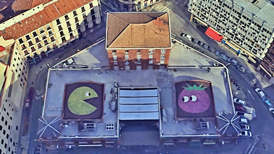El mural gigante de arte urbano junto a la Gran Vía de Madrid que solo puedes ver desde el aire