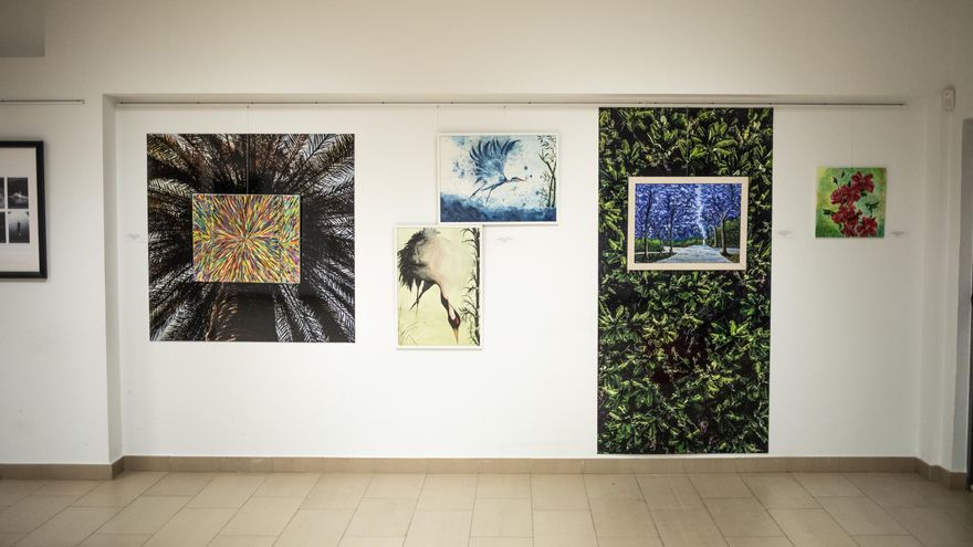 Los cuadros que expresan las emociones de Fénix-x, como  la 'migración a la incertidumbre'. (César Dezfuli)