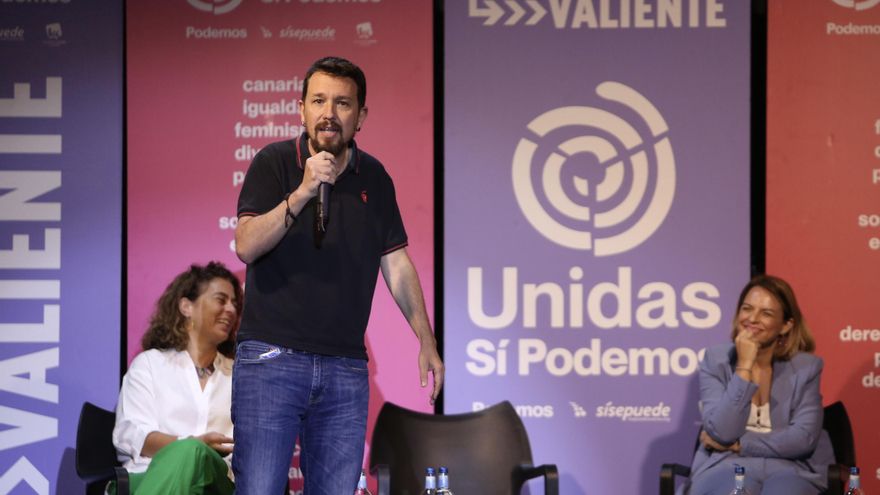 Pablo Iglesias, en un acto de Unidas Sí Podemos en Las Palmas de Gran Canaria este domingo