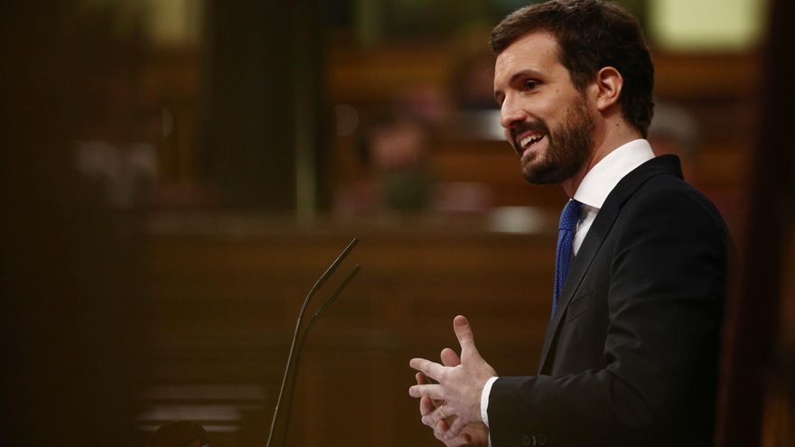 El líder del PP, Pablo Casado, interviene en el Congreso de los Diputados
