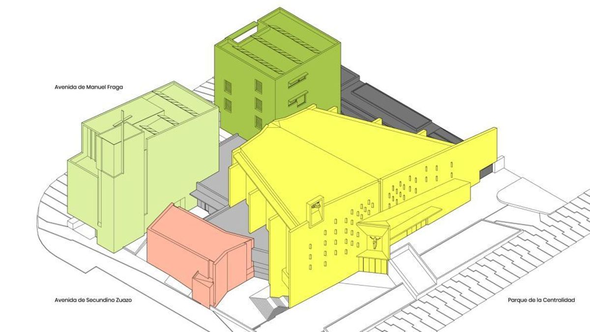 Templo, pisos y auditorio: el proyecto de la Iglesia en la parcela que Almeida le regalará por 75 años en Valdebebas