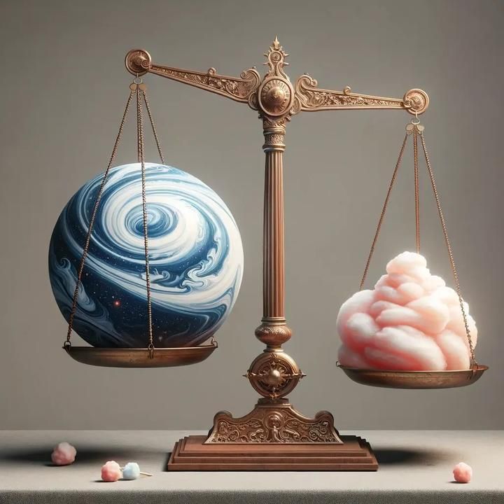 Recreación artística de la densidad de WASP-193b comparada con el algodón de azúcar.