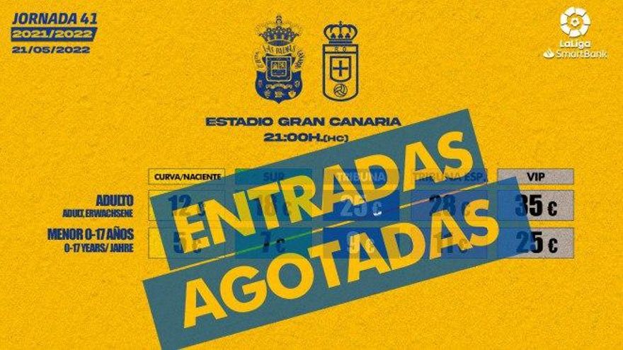 La UD Las Palmas agota las entradas ante el Oviedo a 72 horas del partido