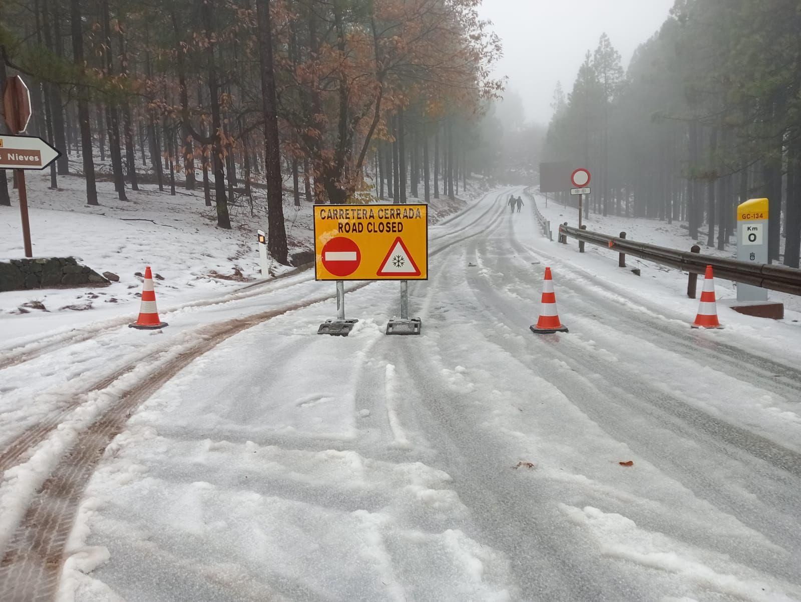Nieve en la cumbre de Gran Canaria.