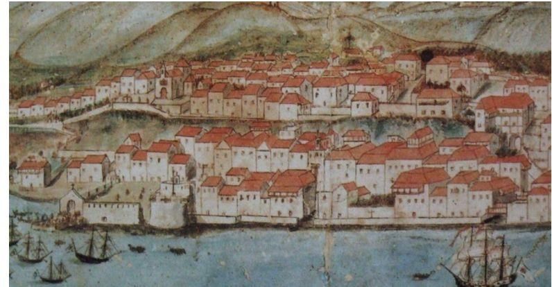 Detalle de Santa Cruz de La Palma en el siglo XVIII.