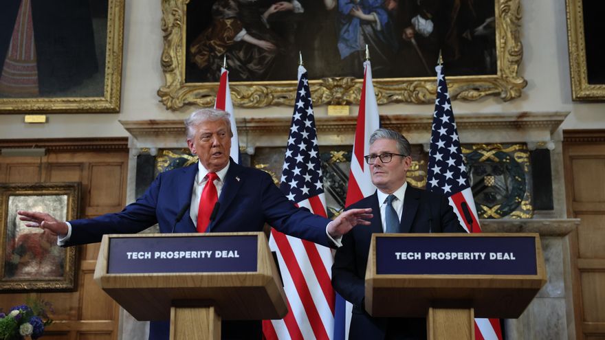 Trump y Starmer en la rueda de prensa celebrada en Chequers, residencia del primer ministro, el 18 de septiembre.