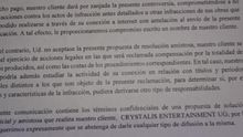 Detalle de la carta recibida por Manuel Rubio, en el que se le exige que se abstenga de revelar el contenido de la misma.