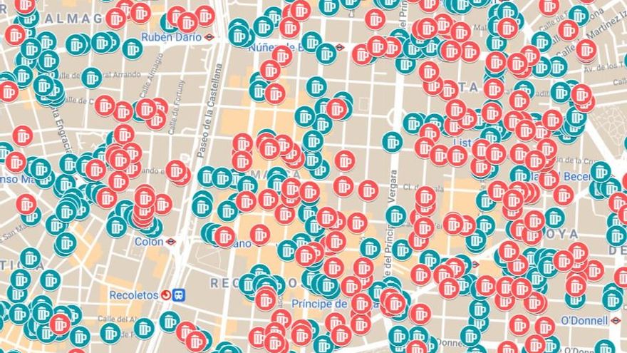 Mapa: las 6.276 terrazas de Madrid, número de mesas autorizadas y horario de cierre