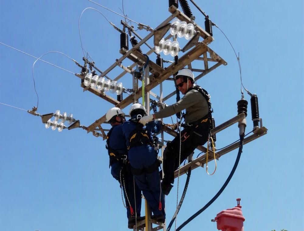 Técnicos de Endesa, trabajando en una torreta.