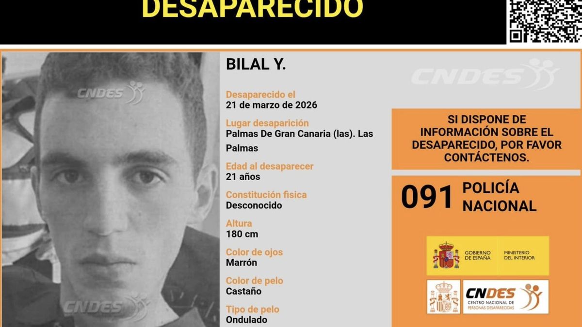 La Policía pide colaboración ciudadana para encontrar a Bilal, un joven de 21 años desaparecido en Gran Canaria