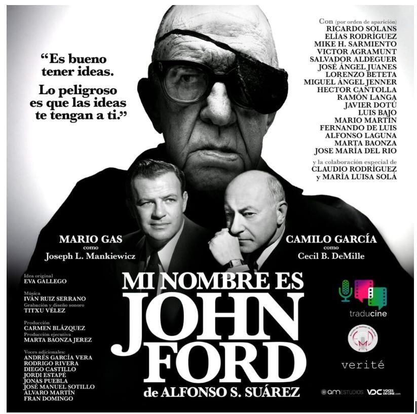 Cartel anunciador de la ficción sonora Mi nombre es John Ford, de Alfonso S. Suárez.