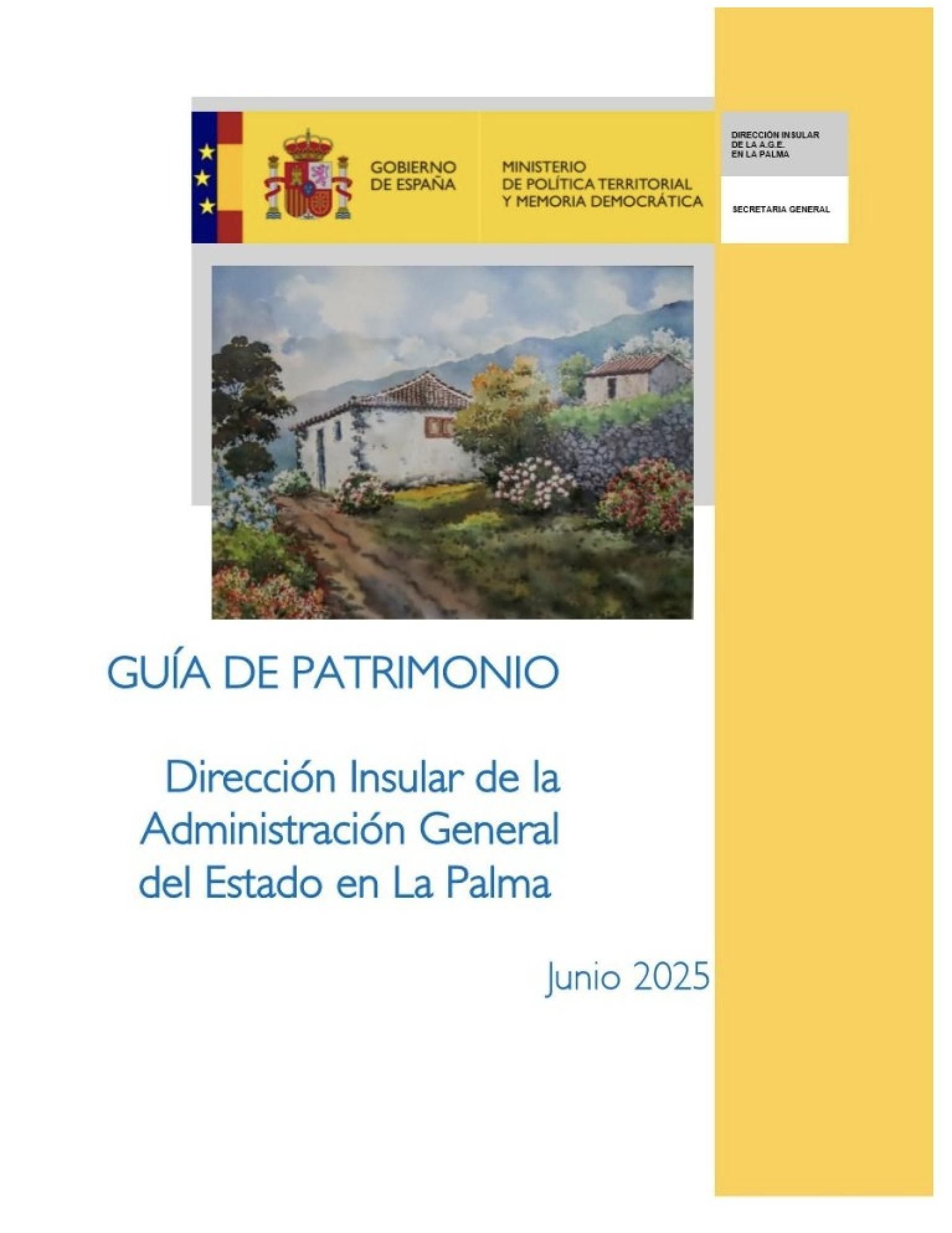 Portada de la guía  del patrimonio histórico-artístico que alberga la sede en  La Palma de la Administración General del Estado.