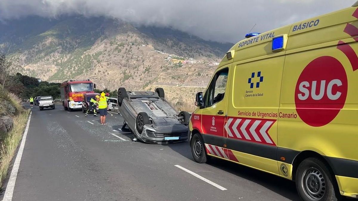 Imagen del accidente en la carretera LP-1 (El Time).