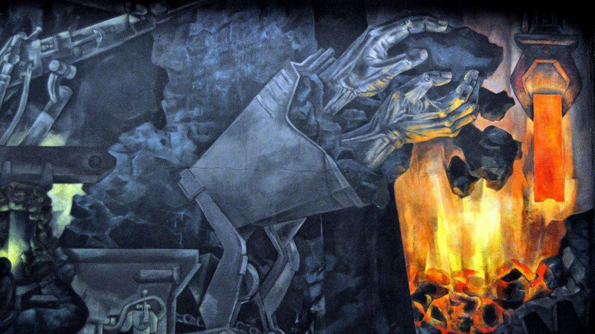 Mural minero en la montaña leonesa.