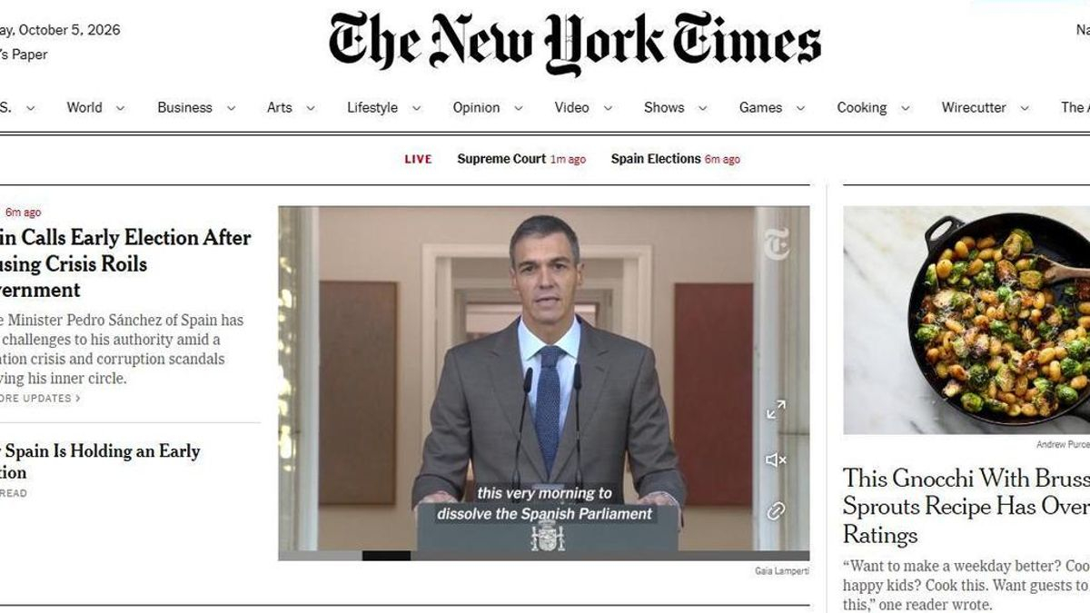 Así ve la prensa internacional el adelanto electoral anunciado hoy por Sánchez: "¿Giro a la derecha en España?"