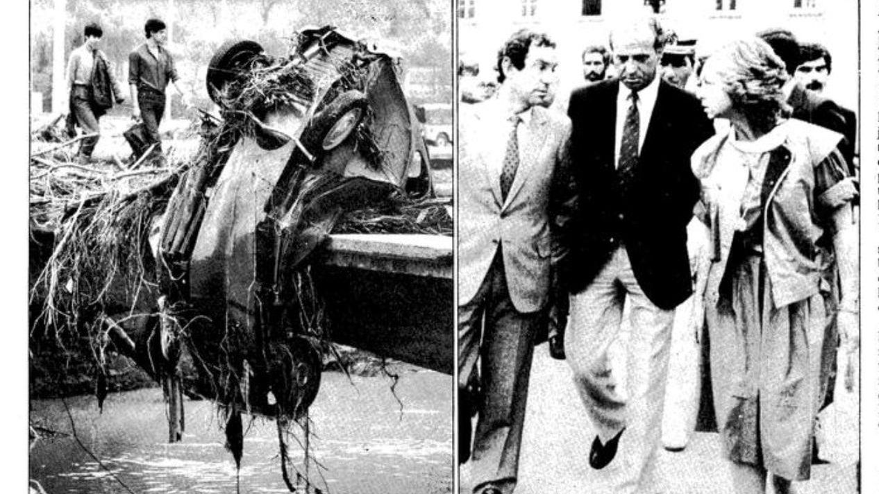 Con los reyes Juan Carlos y Sofía, en una visita tras las inundaciones de 1983