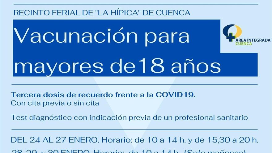 Sanidad amplía esta semana la vacunación a mayores de 18 años en Cuenca con o sin cita previa