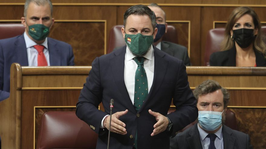 El líder de Vox, Santiago Abascal, interviene en una sesión de control al Gobierno en el Congreso