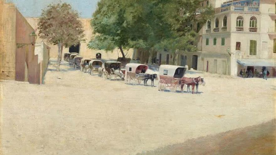 La Rambla de Palma, con la desaparecida puerta de Jesús al fondo, por Santiago Rusinyol (1893)