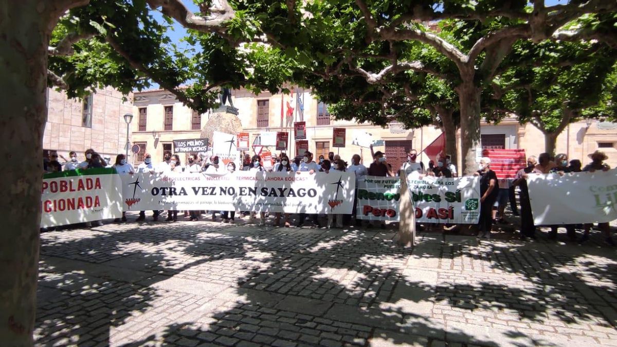 La manifestación de Zamora contra los macroproyectos eólicos.