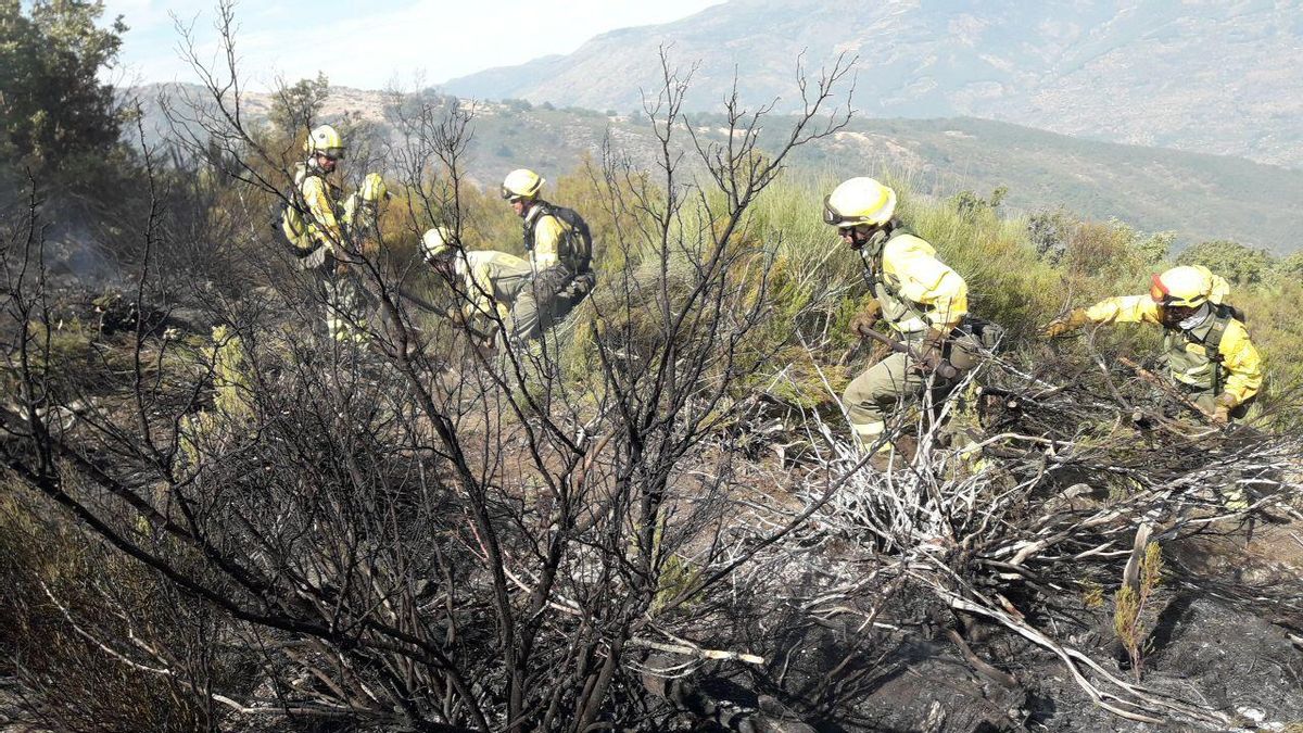 Bomberos forestales trabajan en Cabezuela del Valle