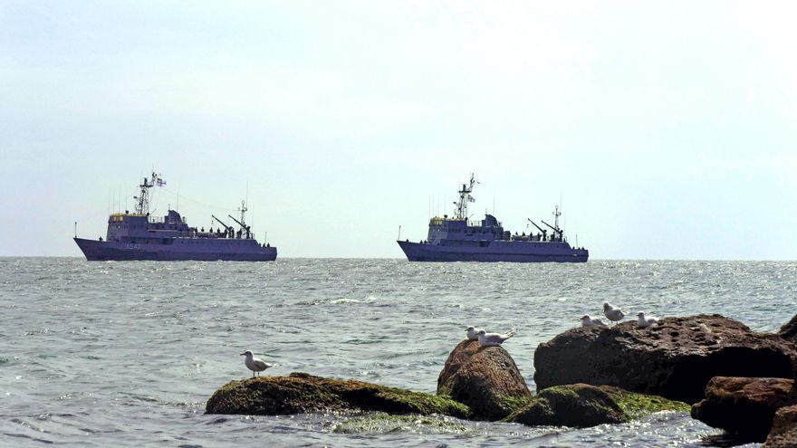 Barcos de la Armada de Ucrania frente a las costas de Odesa, en el Mar Negro.