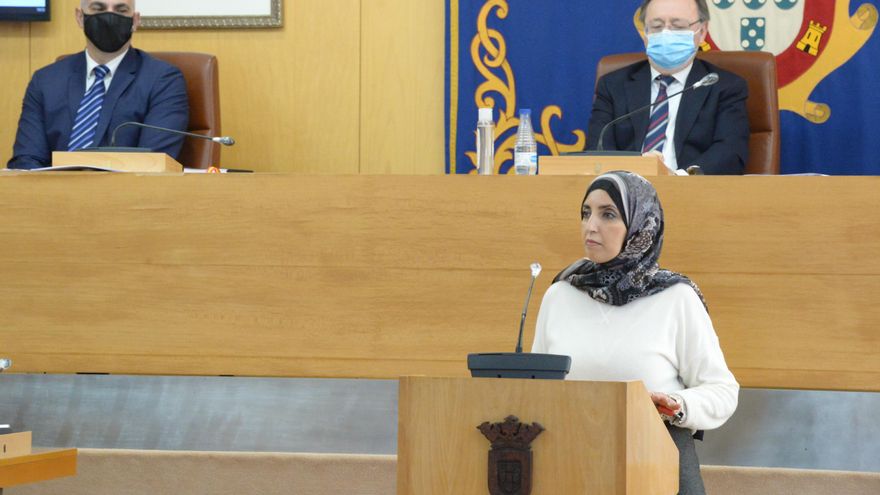Fatima Hamed, durante un Pleno en la Asamblea de Ceuta.
