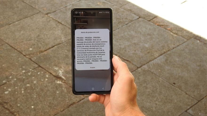 Mensaje de alerta recibido por la población en Garachico, Tenerife