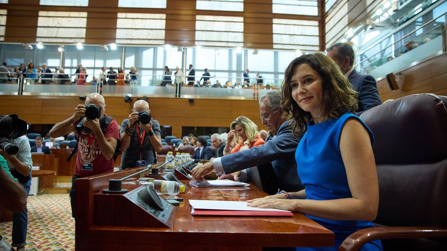 Ayuso convierte en un mitin contra Sánchez el debate sobre el estado de la región de Madrid