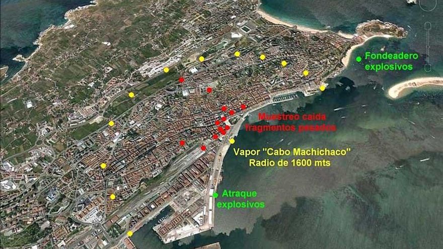 Área afectada por la explosión del Cabo Machichaco.