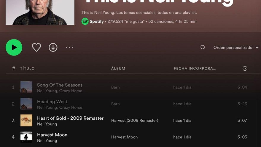 Neil Young cumple su promesa de irse de Spotify dejando un disco y dos singles