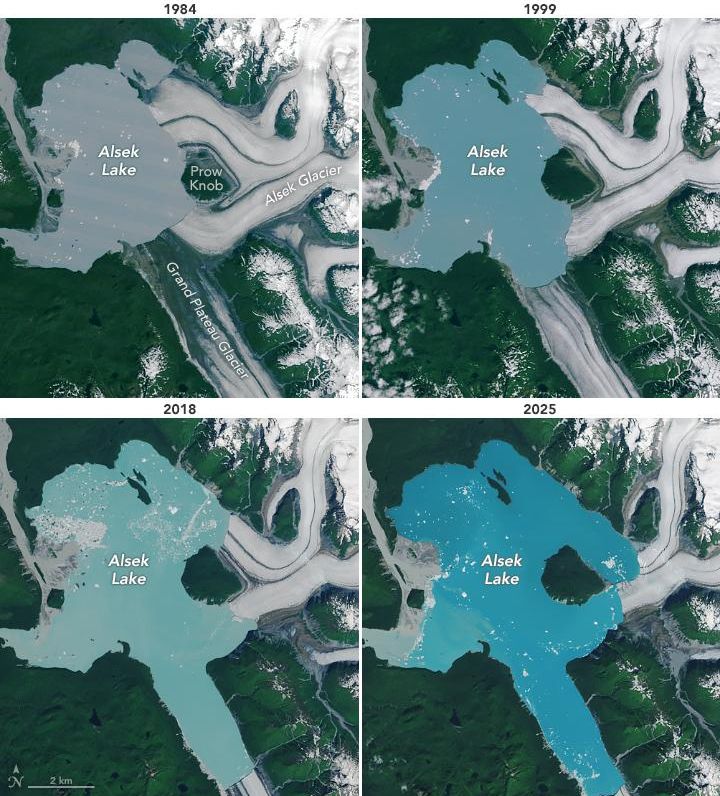 Evolución del avance del agua y el deshielo en la zona