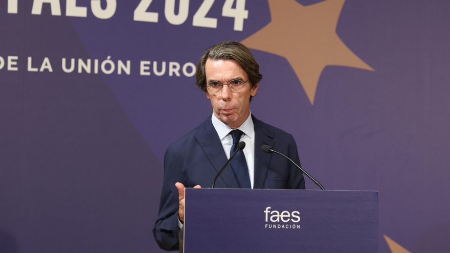 Archivo - El expresidente del Gobierno José María Aznar interviene durante la clausura del campus FAES ‘La renovación de la Unión Europea', en el Hotel Petit Palace Savoy Alfonso XII, a 26 de septiembre de 2024, en Madrid (España). El líder opositor venez