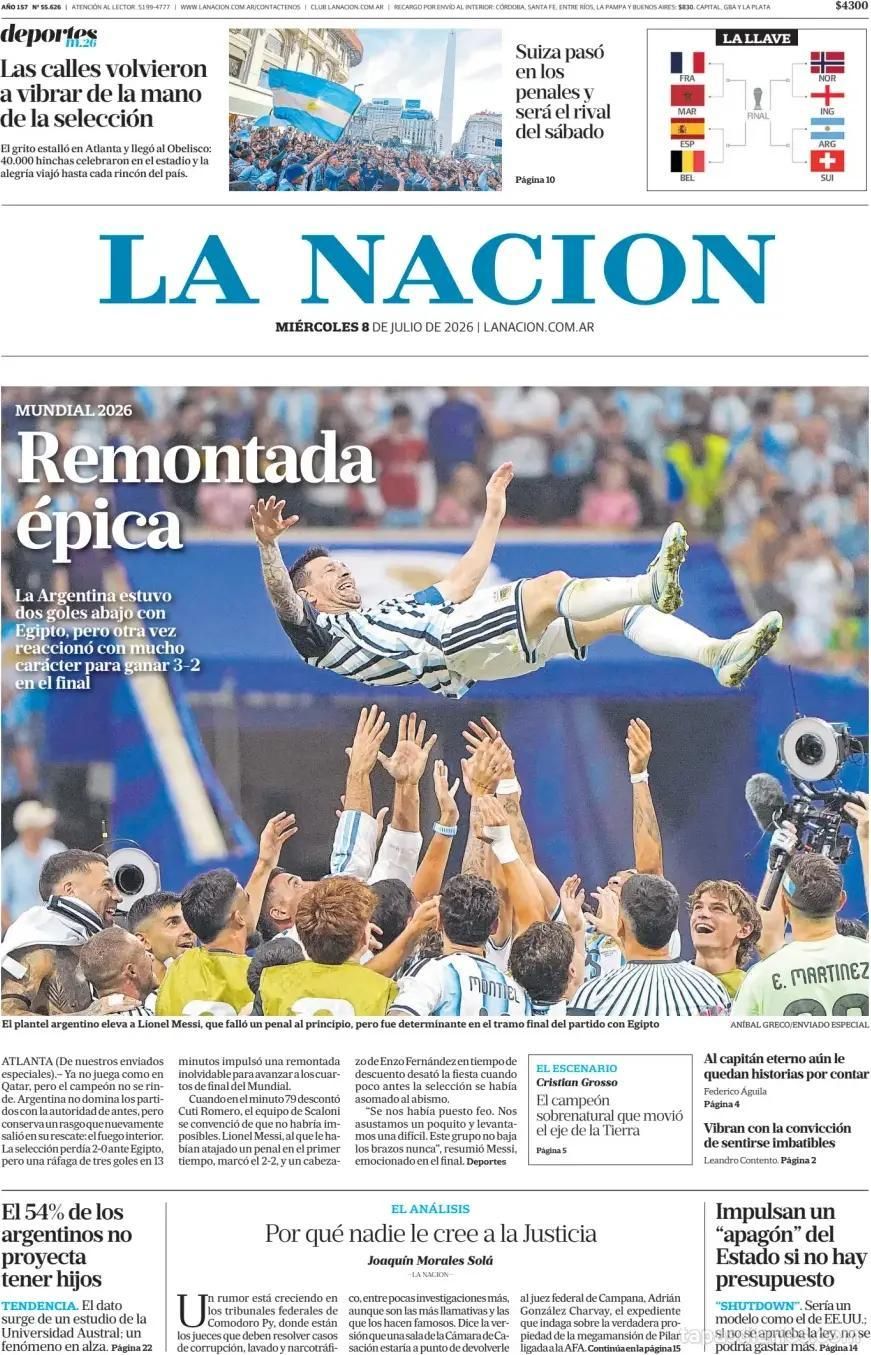 Hermosa mañana: las tapas de los diarios después del triunfo épico de Argentina ante Egipto