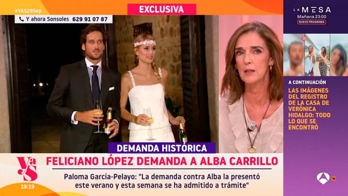 'Y ahora Sonsoles' anuncia una demanda de Feliciano López contra Alba Carrillo: "¿Se está enterando por los medios?"