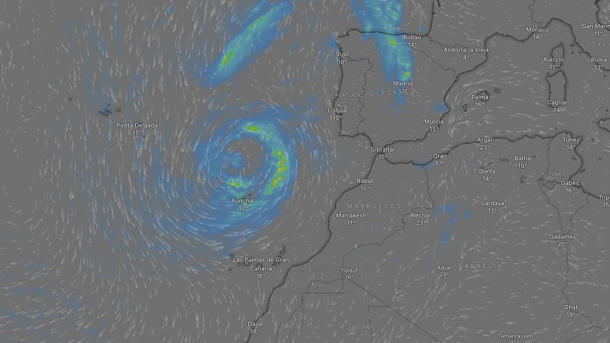 La cola de una borrasca podrá afectar a Canarias esta semana con lluvia, viento y heladas en cumbres